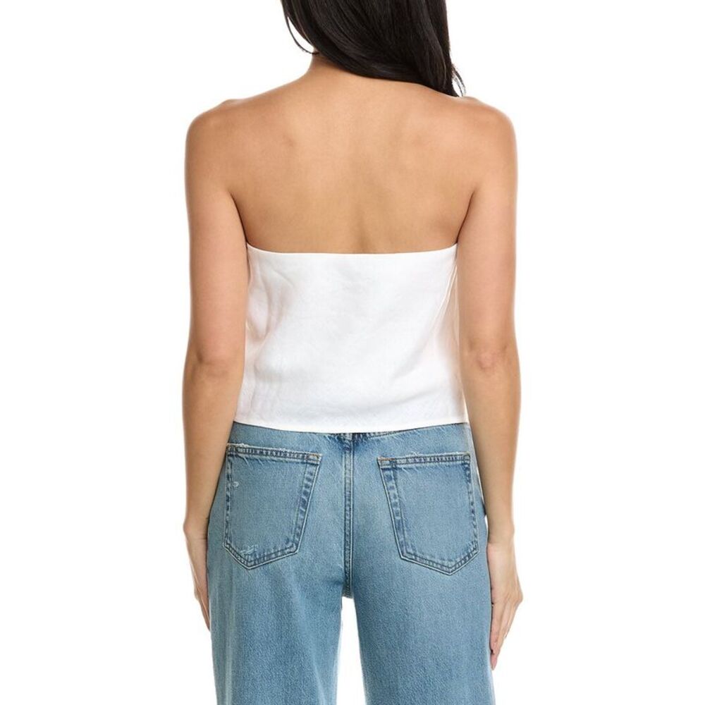 Seraphina Womens Sleeveless Linen Top, White - Picture 2 of 3